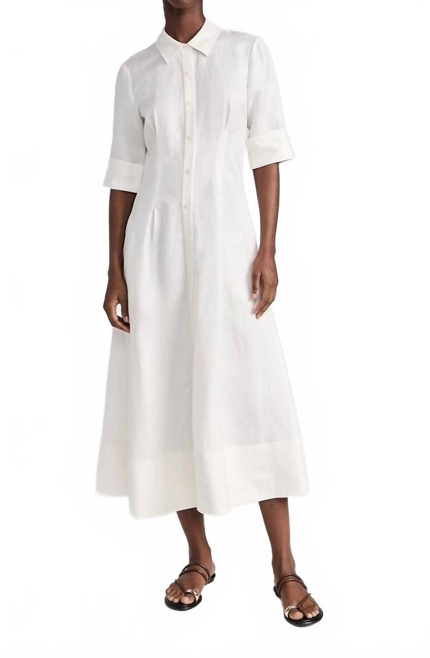 NEW JONATHAN SIMKHAI claudine shirt midi dress in white